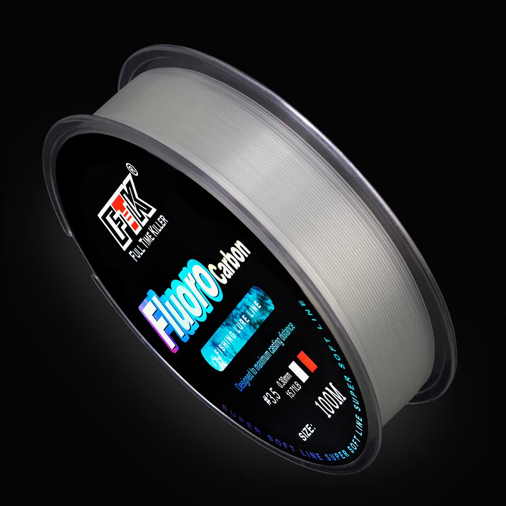 FTK 100m Fluorocarbon Fishing Lure Line 4.13-34.32LB Carbon Fiber Leader Fly Fishing Line Super Soft Line Pesca