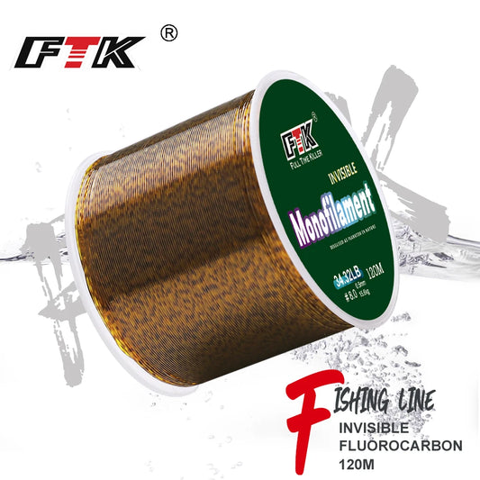 FTK 120m Invisible Fishing Line 0.20mm-0.50mm 4.13LB-34.32LB Speckle Carp Monofilament Line Super Strong Spotted Line